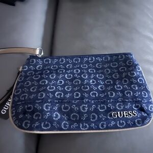 Guess denim wristlet nwt